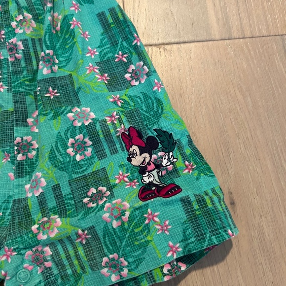 Vintage Disney Minnie Green Floral Sleeveless Romper for Girls Size 6M - Picture 2 of 7